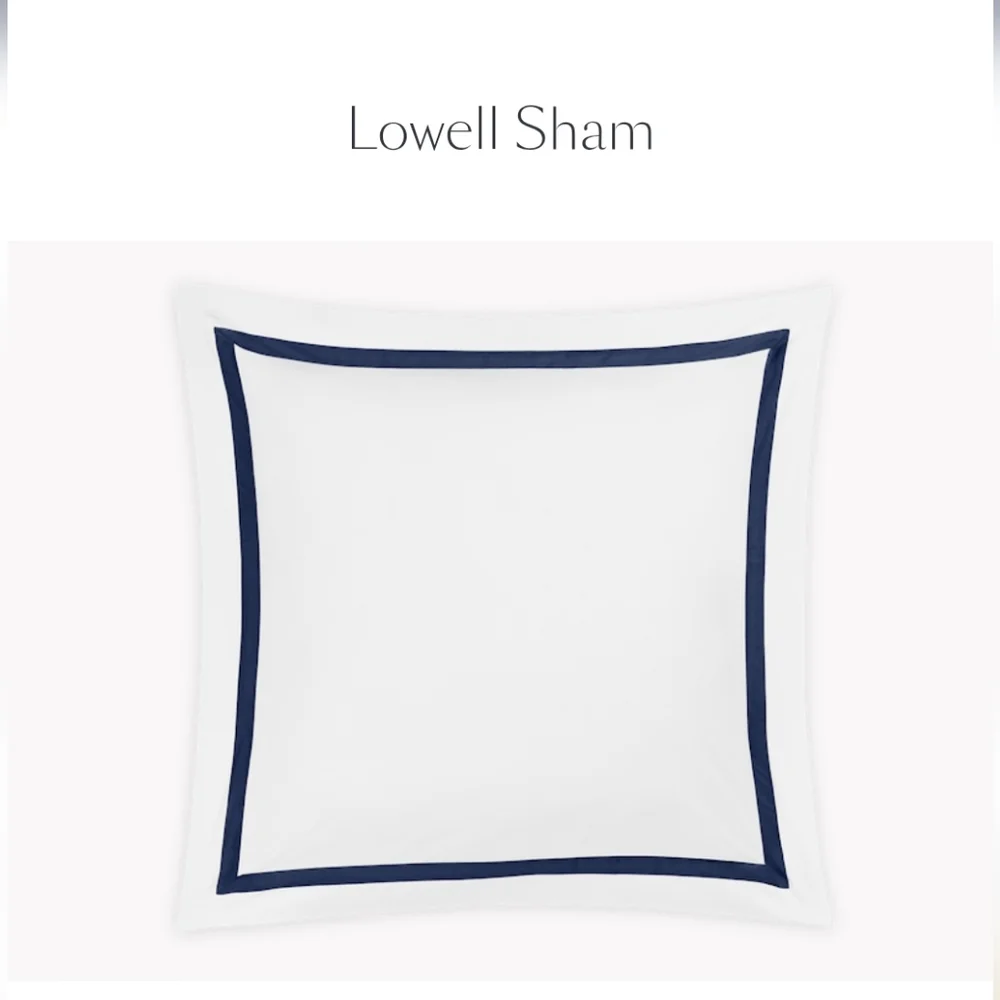 MATOUK Lowell EURO SHAM navy White Egyptian Cotton 27x27